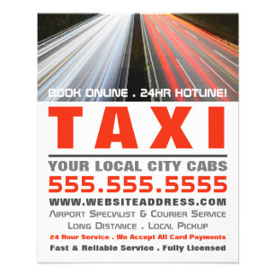 City Street Lights, Taxi Cab Firm with Price List Flyer