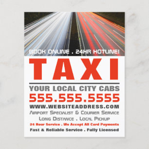 City Street Lights, Taxi Cab Firm with Price List Flyer