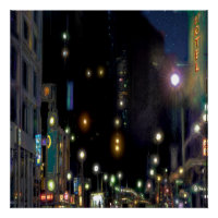 CITY STREET NIGHT SCENE
