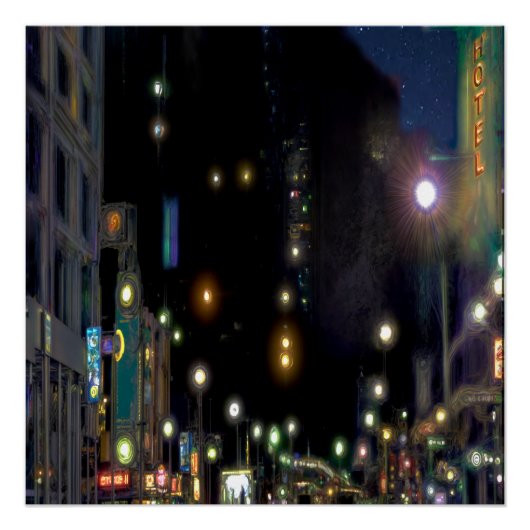 CITY STREET NIGHT SCENE PERFECT POSTER (Voorkant)