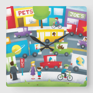 City Street Vierkante Klok