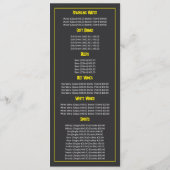 City Sunrise, Restaurant Slank Lijn Menu (Achterkant)