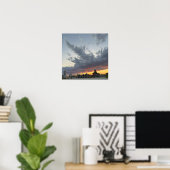 City Sunset met het Clouds Poster (Thuiskantoor)