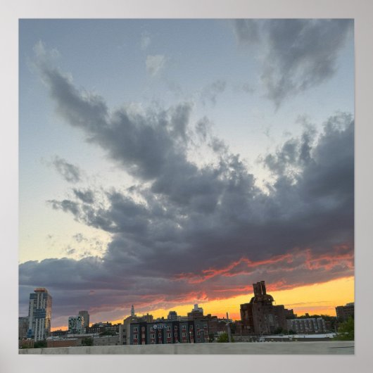 City Sunset met het Clouds Poster (Voorkant)