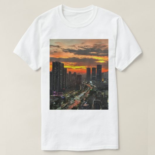 City Sunset Skyline T-shirt (Design voorkant)
