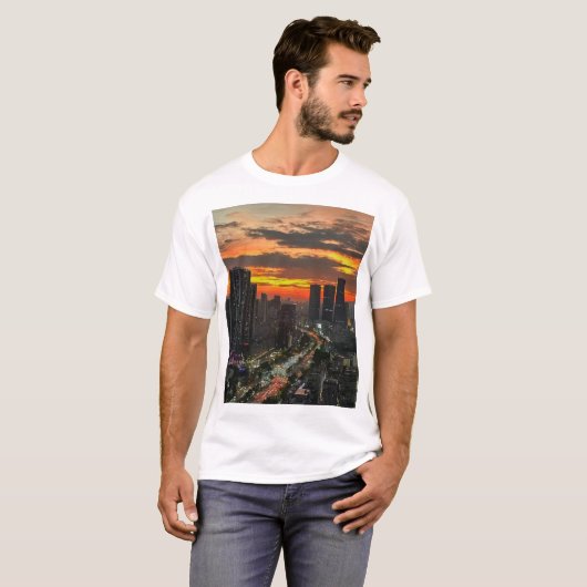 City Sunset Skyline T-shirt (Voorkant volledig)