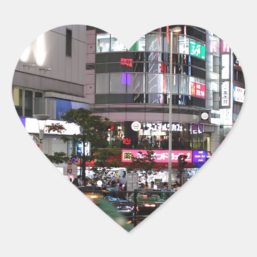 City Tokyo Street Uitzicht Hart Sticker (Voorkant)