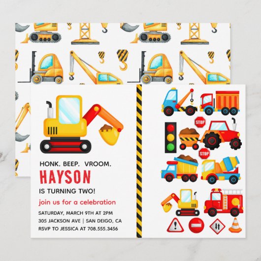 City Transportation Truck 2e verjaardagsfeest Kaart (Voorkant / Achterkant)