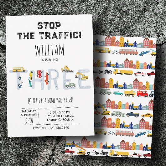 City Transportation Vehicles Truck Third Birthday