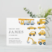 City TransportBoy Yellow Second Birthday Kaart (Staand voorkant)