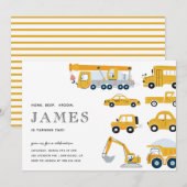 City TransportBoy Yellow Second Birthday Kaart (Voorkant / Achterkant)