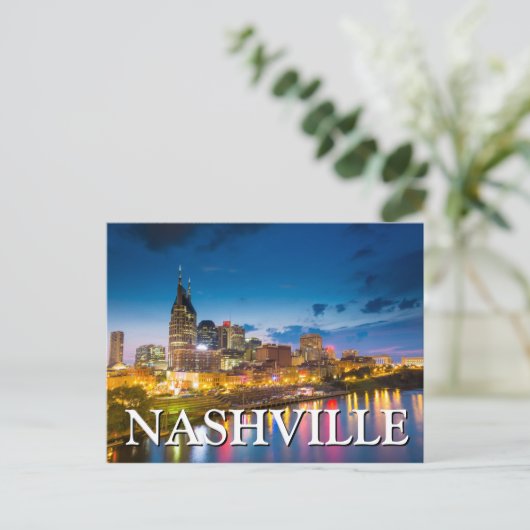 City Uitzicht bij nacht | Nashville, Tennessee Briefkaart (Staand voorkant)
