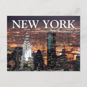 City Uitzicht bij nacht New York City, NY Briefkaart
