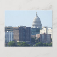 City Uitzicht en Capitool in Madison, Wisconsin