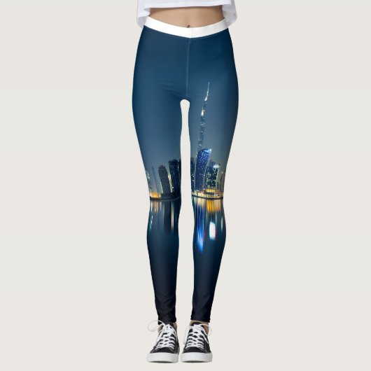 City Uitzicht Skyline Print Leggings (Voorkant)