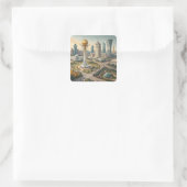 City Uitzicht Vierkante Sticker (Tas)