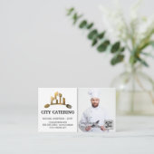 City Utensils Gold Logo | Chef | QR-code Visitekaartje (Staand voorkant)