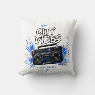 City Vibes Rock de Straat – Retro Boombox Kussen