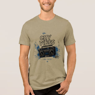 City Vibes Rocken de Straat – Retro Boombox Tri-Blend Shirt