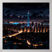 City view at night poster (Voorkant)