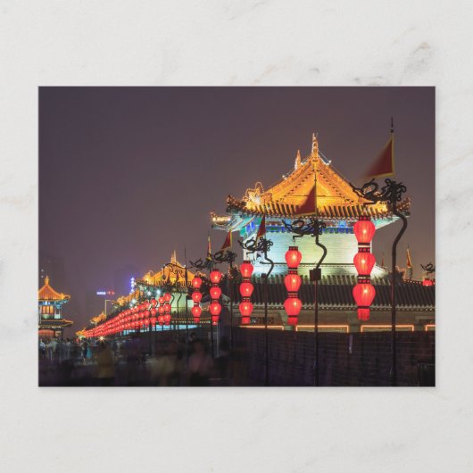 City Wall Building At Night Briefkaart (Voorkant)