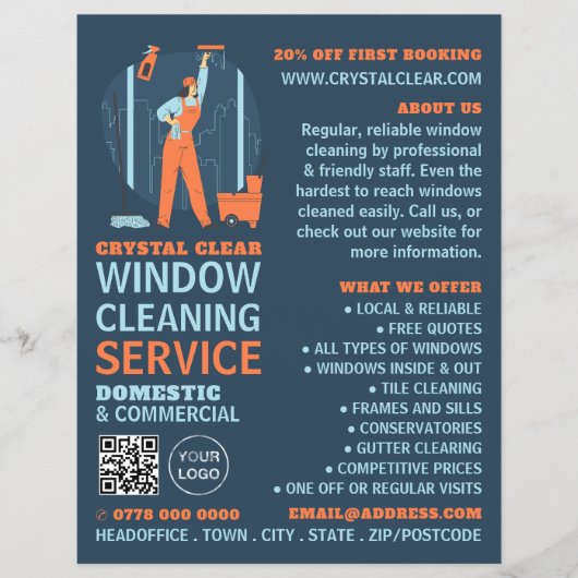 City Windows, Windows Cleaner, Reinigingsservice Flyer (Voorkant)