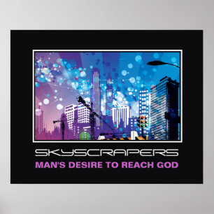 City wolkenkrabbers urban motivatie poster print