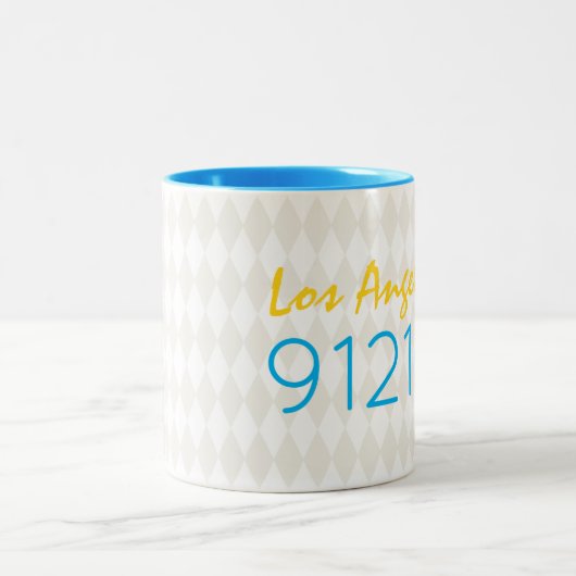 City Zip Code Moving Black Beige White Coffee Mok (Center)