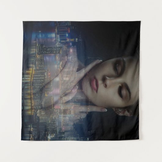 citymeisje wandkleed (Voorkant (horizontaal))