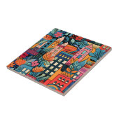 Cityscape Abstract Art Tegel Tegeltje (Zijkant)