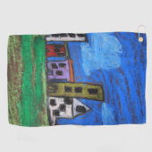 Cityscape Art van kinderen Golfhanddoek (Horizontaal)