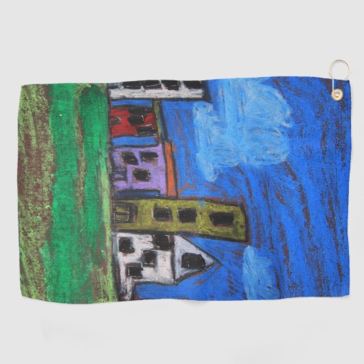 Cityscape Art van kinderen Golfhanddoek (Horizontaal)