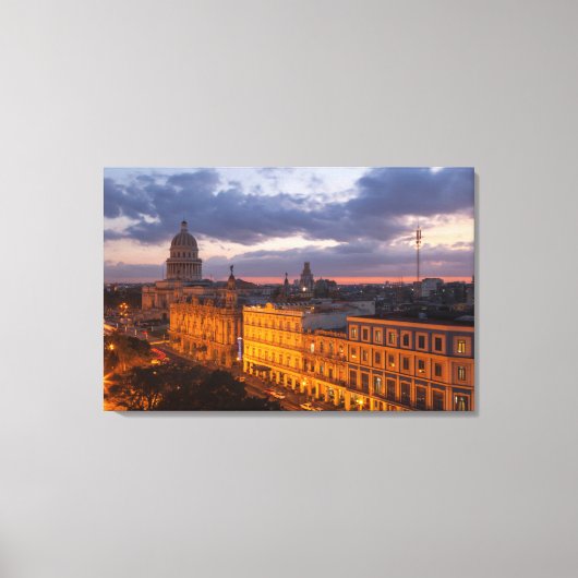 Cityscape at sunset, Havana, Cuba Canvas Afdruk (Voorkant)