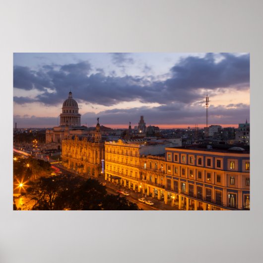Cityscape at sunset, Havana, Cuba Poster (Voorkant)
