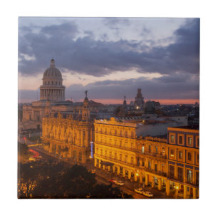 Cityscape at sunset, Havana, Cuba Tegeltje