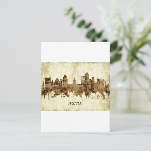 Cityscape Austin Texas Feestdagenkaart (Staand voorkant)