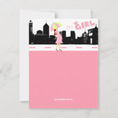 Cityscape Baby Girl Shower Kaart (Achterkant)