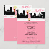 Cityscape Baby Girl Shower Kaart (Voorkant / Achterkant)