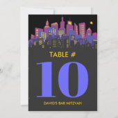 CITYSCAPE Bar Bat Mitzvah Table Number Kaart (Achterkant)
