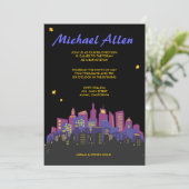 CITYSCAPE Bar Bat Mitzvah Uitnodiging (Staand voorkant)