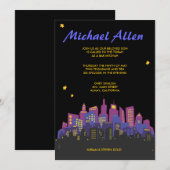 CITYSCAPE Bar Bat Mitzvah Uitnodiging (Voorkant / Achterkant)