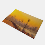 Cityscape bij zonsondergang deurmat (Schuin)