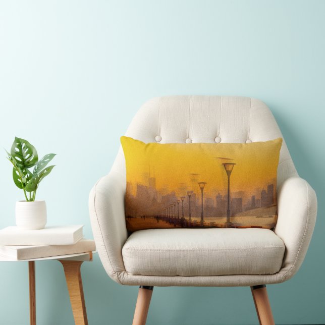 Cityscape bij zonsondergang kussen (Stoel)