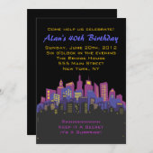 CITYSCAPE Birthday party Invitation Kaart (Voorkant / Achterkant)