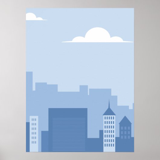 Cityscape Blue Vertical Poster (Voorkant)