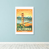 Cityscape California Opvallend Vector Ontwerp Canvas Afdruk (Insitu (Houten vloer))