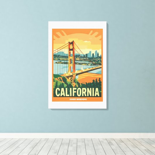 Cityscape California Opvallend Vector Ontwerp Canvas Afdruk (Insitu (Houten vloer))