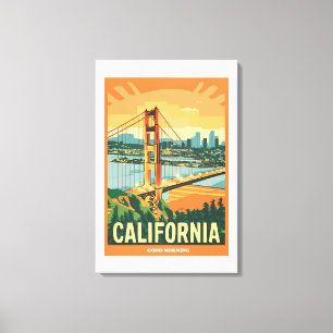 Cityscape California Opvallend Vector Ontwerp Canvas Afdruk