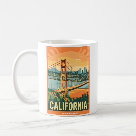 Cityscape California Opvallend Vector Ontwerp Koffiemok (Links)