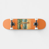 Cityscape California Opvallend Vector Ontwerp Persoonlijk Skateboard (Horizontaal)